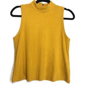 Anthropologie Postmark Mustard Geometric Mock Neck